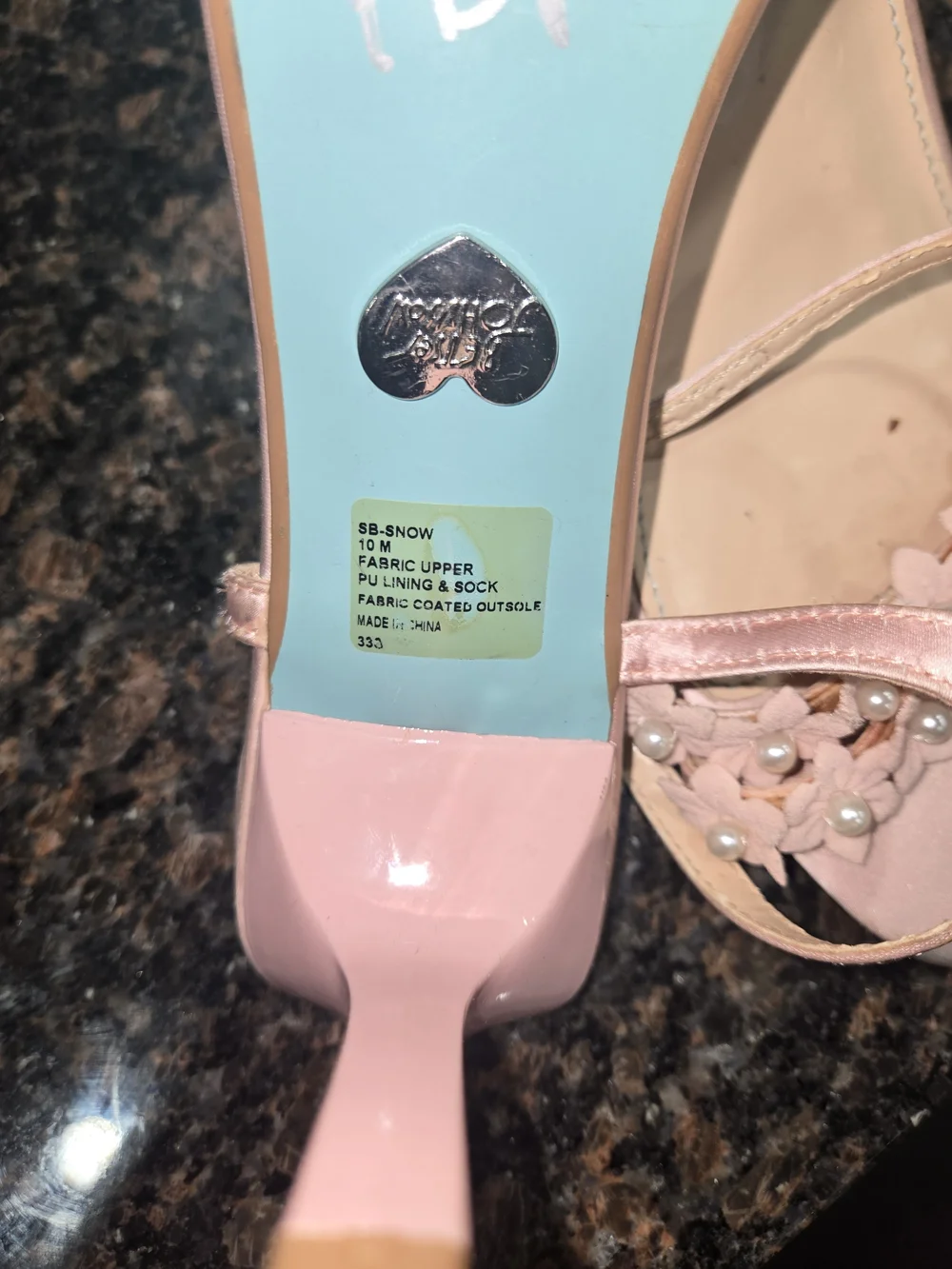 Betsey Johnson Pink Floral Pearl-Embellished Ankle-Strap Heels - Picture 3 of 7